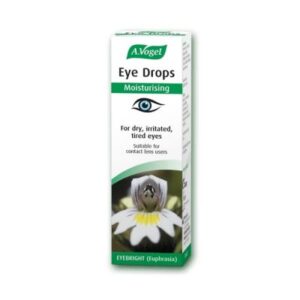 Το A.Vogel Eye Drops Collyre 10 ml, συσκευασμένο σε κουτί διακοσμημένο με εικόνα λουλουδιών, έχει σχεδιαστεί για την ενυδάτωση των ξηρών, ερεθισμένων και κουρασμένων ματιών και είναι επίσης κατάλληλο για χρήστες φακών επαφής.