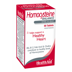 Box of Health Aid Homocysteine Balance 60 tabs, vegetarian; βοηθά στην υποστήριξη μιας υγιούς καρδιάς με Β6, Β12, Φολικό Οξύ και Χολίνη.