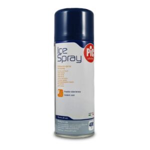 Μπλε και λευκό κουτί Pic Solution Ice Spray 400 ml, ιδανικό για θεραπεία ψύξης.