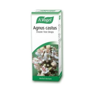 A.Vogel Agnus castus Chaste Tree Drops 50 ml κουτί βάμματος βοτάνων με εικόνα του φυτού A. Vogel Agnus Castus στο μπροστινό μέρος.