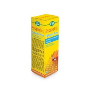 Κουτί ESI Propolaid Estratto Puro 50 ml με ζωηρή κίτρινη και πράσινη συσκευασία, με σχέδιο κηρήθρας και λουλουδιών.