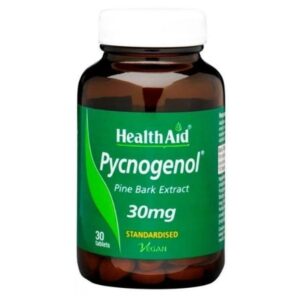 Ένα μπουκάλι Health Aid Pycnogenol Extract 30 mg με 30 δισκία.