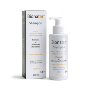 Το μπουκάλι Boderm Bionatar Shampoo 200 ml και το κουτί συσκευασίας του είναι ιδανικά για ψωρίαση ή σμηγματορροϊκή δερματίτιδα.