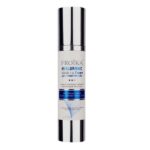 Ένα λευκό κυλινδρικό μπουκάλι Froika Hyaluronic AHA 14 Cream 50 ml, με κομψό μεταλλικό καπάκι και βάση.
