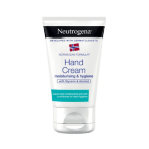 Ένα σωληνάριο 50 ml Neutrogena Hand Cream Moisturizing & Hygiene με γλυκερίνη και οινόπνευμα, για βέλτιστη ενυδάτωση και υγιεινή.