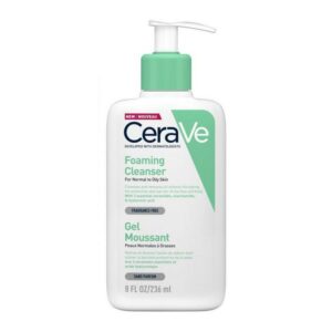 CeraVe Foaming Cleanser Gel 236 ml, με πράσινη αντλία, κατάλληλο για κανονικές έως λιπαρές επιδερμίδες και χωρίς άρωμα.