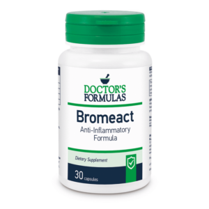 Ένα μπουκάλι Doctor's Formulas Bromeact 30 caps, ένα συμπλήρωμα διατροφής ειδικά σχεδιασμένο ως αντιφλεγμονώδης φόρμουλα.