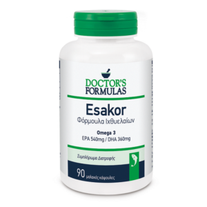 Ένα μπουκάλι Doctor's Formulas Esakor 90 Softgels παρέχει EPA 540mg και DHA 360mg ανά μερίδα.