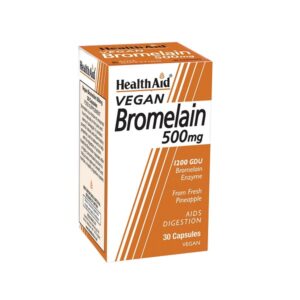 Η Health Aid Bromelain 500 mg 30 veg.caps υποστηρίζει την πέψη, που προέρχεται από φρέσκο ανανά, προσφέροντας 1200 GDU. Απολαύστε τα πλεονεκτήματα της Health Aid Bromelain σε αυτή τη φόρμουλα φιλική προς τους vegan.