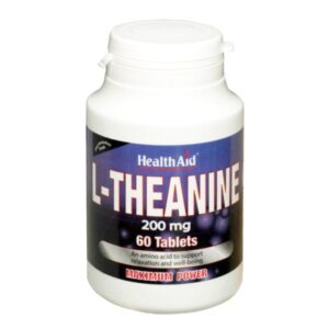 Health Aid L-Theanine 200 mg 60 tabs για χαλάρωση και ευεξία, συνδυάζοντας τα ηρεμιστικά οφέλη της L-Theanine.