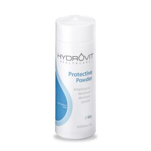 Hydrovit Protective Powder 50 g, χαρακτηρισμένη ως αντιφλογιστική, αποσμητική και απορροφητική για εξωτερική χρήση. Αυτή η εξαιρετική πούδρα είναι ιδανική για να διατηρεί το δέρμα σας φρέσκο και προστατευμένο.