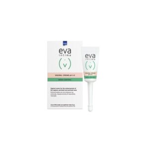 Intermed Eva Intima Meno-Control Vaginal Cream pH 4,5, σωλήνες 10 x 5g που χρησιμοποιούνται για την οικεία φροντίδα.