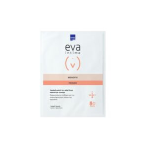 Εικόνα της συσκευασίας εμπλάστρου Intermed Eva Menofix 1 για ανακούφιση από κράμπες περιόδου.