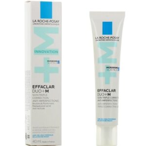 Το La Roche-Posay Effaclar Duo+M 40 ml, διαθέσιμο σε σωληνάριο και κουτί, είναι ένα προϊόν περιποίησης δέρματος ειδικά σχεδιασμένο για θεραπεία κατά των ατελειών και κατά της ακμής.