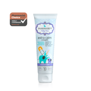 Σωληνάριο Pharmasept Baby Care Extra Calm Cream 150 ml, επιδεικνύοντας περήφανα το βραβείο "Pharmacist Choice 2021 Highly Commended".