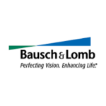 Το λογότυπο Bausch & Lomb διαθέτει σχέδιο πράσινου και μπλε τριγώνου, με την ετικέτα, "Τελειοποιώντας το όραμα. Ενισχύοντας τη ζωή.