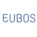 Λογότυπο με τη λέξη "EUBOS" με μπλε, κεφαλαία γράμματα σε λευκό φόντο.