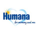 Λογότυπο Humana με περίγραμμα ήλιου και καρδιάς, με το κείμενο "για τη μαμά και εμένα" παρακάτω.