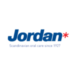 Λογότυπο της Ιορδανίας με το κείμενο: "Jordan* Scandinavian oral care since 1927" σε μπλε χρώμα, με κόκκινο αστερίσκο.