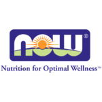 Λογότυπο NOW Foods με γραφικό ήλιου και τοπίου, συνοδευόμενο από το κείμενο «Διατροφή για βέλτιστη ευεξία.