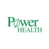 Λογότυπο με το κείμενο "Power Health" σε πράσινο χρώμα, με σχέδιο φύλλου ενσωματωμένο στο γράμμα "o" στο "Power", από το προϊόν Power Health Logo.