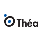 Λογότυπο Thea με έναν αφηρημένο μαύρο και μπλε κύκλο δίπλα στη λέξη "Théa" σε μαύρο κείμενο σε λευκό φόντο.