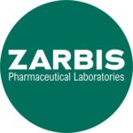 Πράσινο κυκλικό λογότυπο με "ZARBIS Pharmaceutical Laboratories" γραμμένο σε έντονο λευκό κείμενο, που αντιπροσωπεύει το λογότυπο Zarbis.