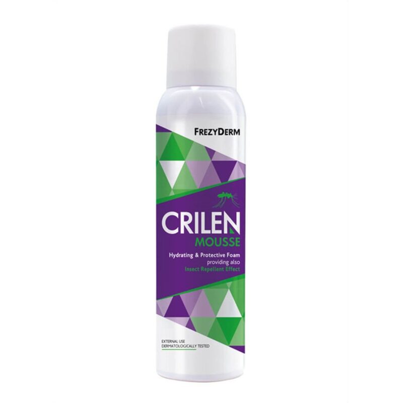 Ένα κουτί 150 ml Frezyderm Crilen Mousse, ενυδατικό και προστατευτικό αφρό με εντομοαπωθητική δράση.