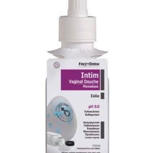 Μπουκάλι Frezyderm Intim Vaginal Douche Soda pH 9, 150ml, για εσωτερικό καθαρισμό.