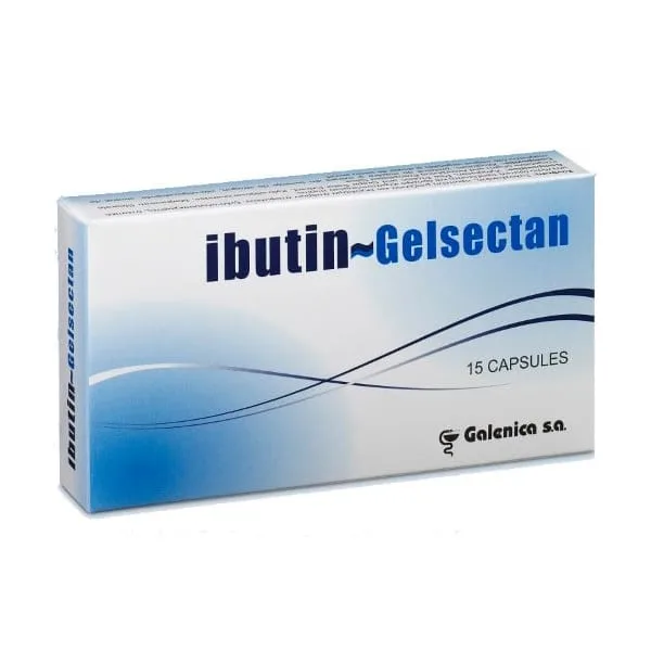 A box of Galenica Ibutin Gelsectan 15 κάψουλες, παραγωγή Galenica s.a.