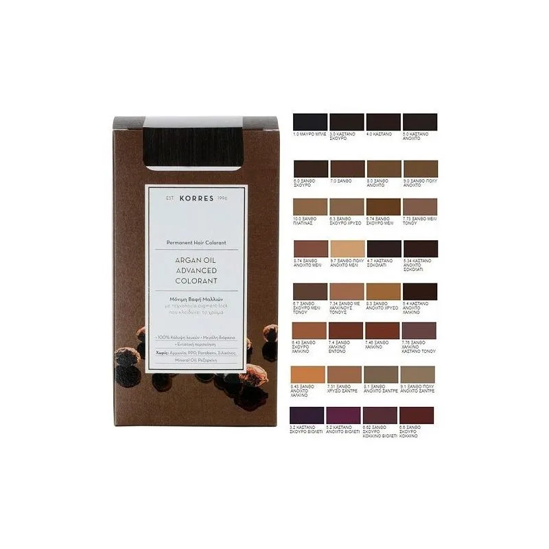 Ανακαλύψτε τις ζωηρές αποχρώσεις του Korres Argan Oil Advanced Colorant 75ml. Εμπλουτισμένο με θρεπτικό έλαιο argan, προσφέρει λαμπερά, υγιή μαλλιά σε κάθε χρώμα.