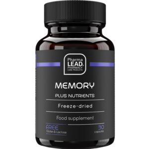 Μαύρο μπουκάλι PharmaLead Black Range Memory Plus Nutrients 30 κάψουλες συμπλήρωμα διατροφής με λυοφιλοποιημένες κάψουλες, χωρίς γλουτένη και λακτόζη.