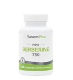 Ένα μπουκάλι συμπλήρωμα διατροφής Nature's Plus Pro Berberine 750mg σε λευκό χρώμα, που περιέχει 60 κάψουλες.