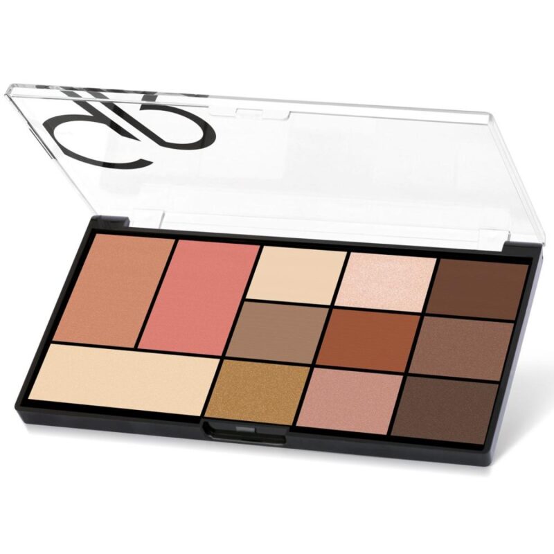 Η Golden Rose City Style Face & Eye Palette - Warm Nude προσφέρει δώδεκα όμορφες ροζ, καφέ, μπεζ και χρυσές αποχρώσεις για ένα ανοιχτό ζεστό γυμνό βλέμμα.
