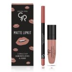 Golden Rose Matte LipKit - Warm Nude Golden Rose Matte LipKit - Warm Nude: Περιλαμβάνει ένα lip liner και υγρό ματ κραγιόν σε ζεστή nude ροζ απόχρωση, που φαίνεται με τη συσκευασία του.