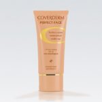 Coverderm Perfect Face Make-Up SPF20 30ml Ένα σωληνάριο Coverderm Perfect Face Make-Up SPF20 30ml στέκεται όρθιο σε ανοιχτόχρωμο φόντο, παρέχοντας αδιάβροχη κάλυψη και αντηλιακή προστασία.