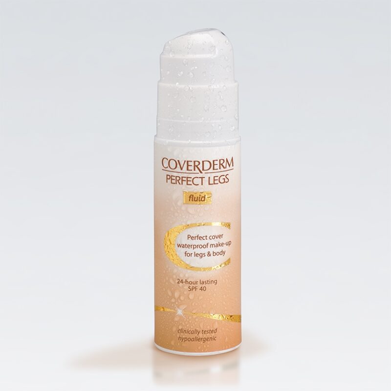 Coverderm Perfect Legs Fluid SPF40 75ml Ένα μπουκάλι 75ml Coverderm Perfect Legs Fluid SPF40, αδιάβροχο μακιγιάζ για πόδια και σώμα.