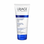 Το Uriage D.S. Gel Nettoyant 150ml στέκεται όρθιο σε λευκό φόντο, αναδεικνύοντας την κομψή μπλε και λευκή συσκευασία του.