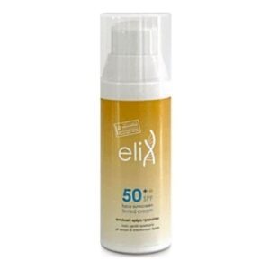 Genomed Elix SunScreen No Color SPF50, 50ml, σε κομψό λευκό και χρυσό δοχείο με αντλία.