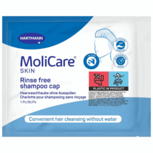 Το Hartmann Molicare Skin Shampoo Cap 1pc παρέχει άνετο καθαρισμό των μαλλιών χωρίς νερό, καθιστώντας την υγιεινή εύκολη παντού.