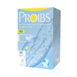 ProIBS Lemon 30 φακελάκια για την ανακούφιση των συμπτωμάτων του IBS σε μπλε και κίτρινη συσκευασία, κάθε φακελάκι με γεύση λεμόνι.